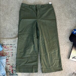 Olive Green Wide-Leg Pants